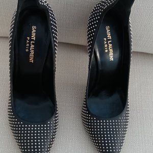 Saint Laurent Black Studded Paris Pump YSL Size 9